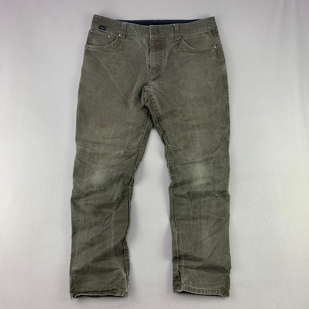Kuhl Free Rydr Pants Mens 38x34 Green Vintage Patina Dyed Technical Workwear